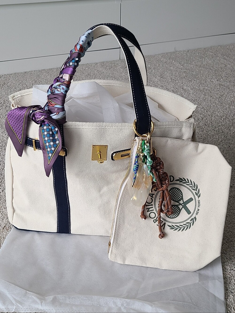 NWOT Velantra "Boatkin" w/ Veronica Beard Pouch and Bag Charm